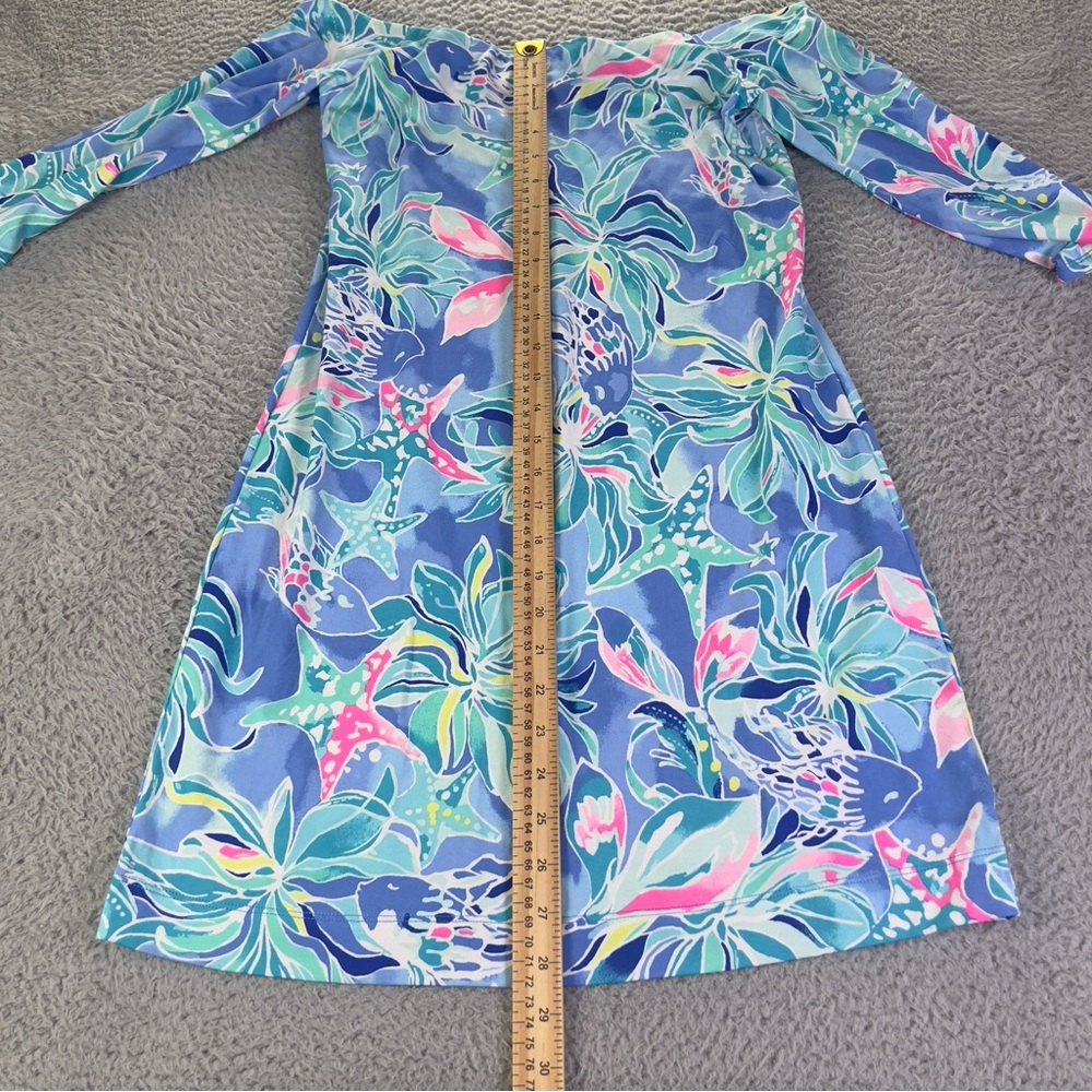 Lilly Pulitzer Laurana Off the Shoulder Dress Womens Small Bennet Blue Seas - Picture 6 of 10